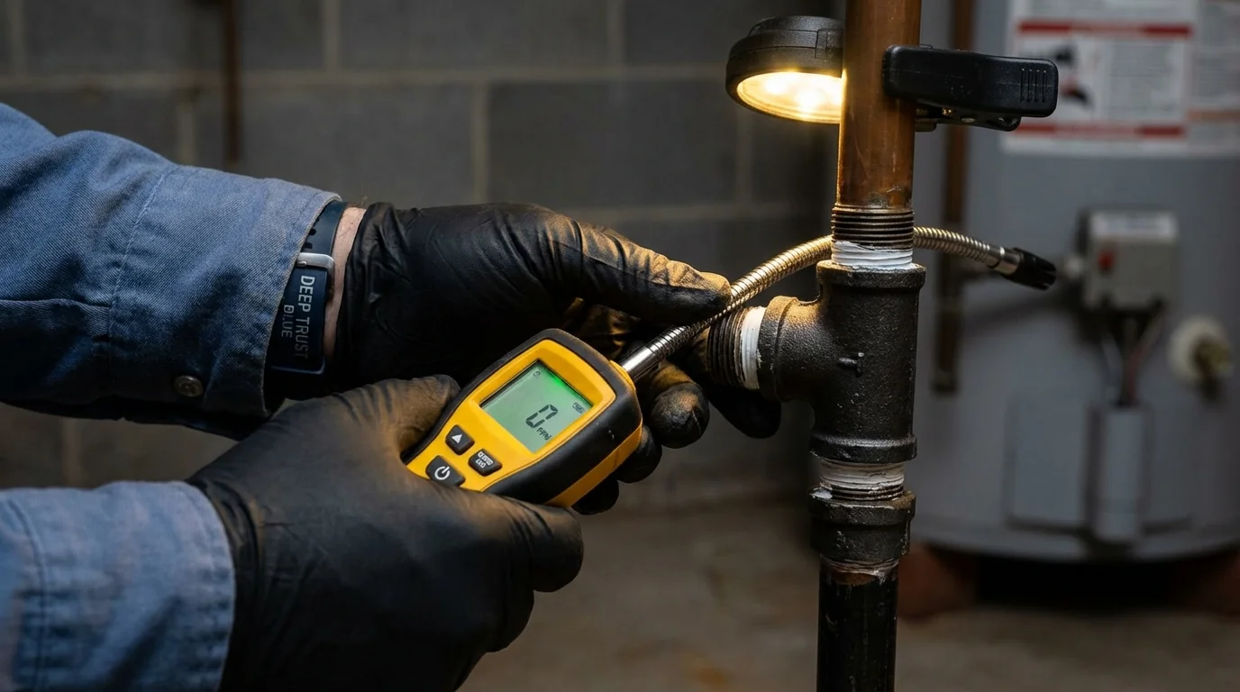Gas leak detection with electronic sniffer by Johns Plumbing LLC in Enterprise